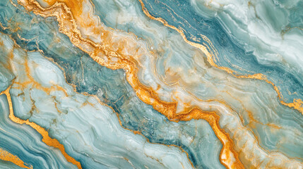 Fototapeta premium Abstract turquoise and gold marble texture with fluid organic patterns