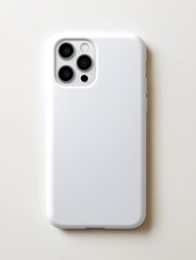 Top view of white smartphone with multiple camera lenses set against a white background