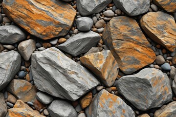 a close up of a pile of rocks and gravel on a beach