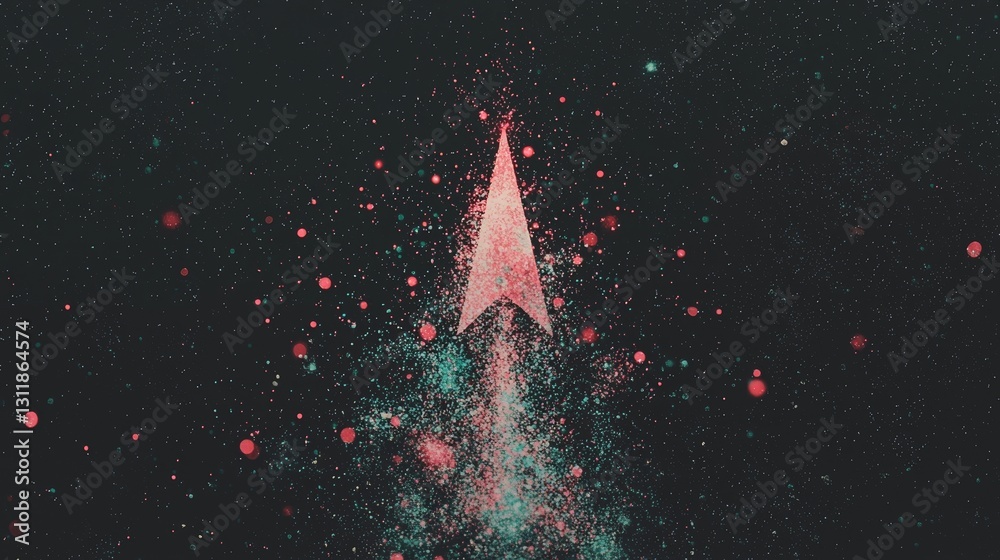 Poster a dynamic set of digital abstract arrows, symbolizing growth and progress, is rendered in a futurist