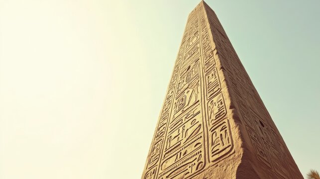 Ancient Egyptian Obelisk Intricate Carvings Under Bright Sunlight.jpg