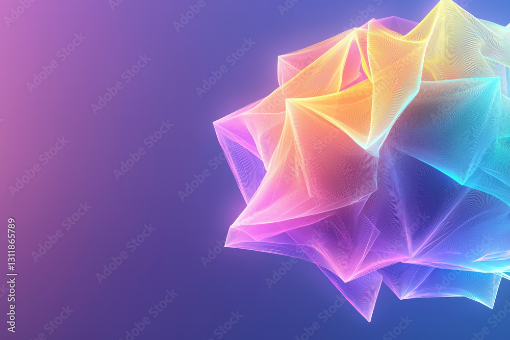Aufkleber A dynamic composition of geometric neon structures suspended in a deep digital abyss, blending
