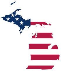 Michigan state outline with USA flag