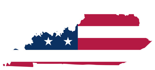 Kentucky state outline with USA flag