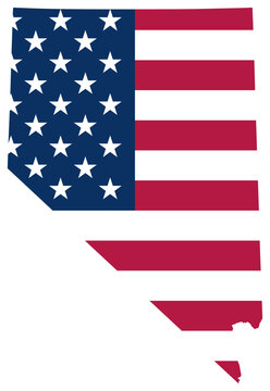 Nevada state outline with USA flag