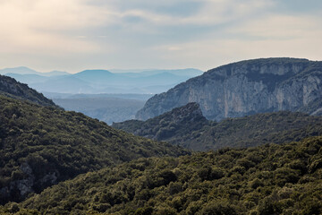 typical landscape of the South Ardèche, France