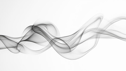 Naklejka premium Abstract black and white fluid smoke waves on white background