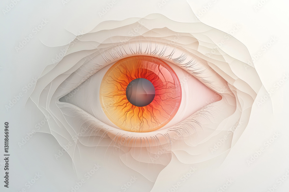 Poster Modern minimalist composition where a single eye with a translucent, gradient iris captures hints