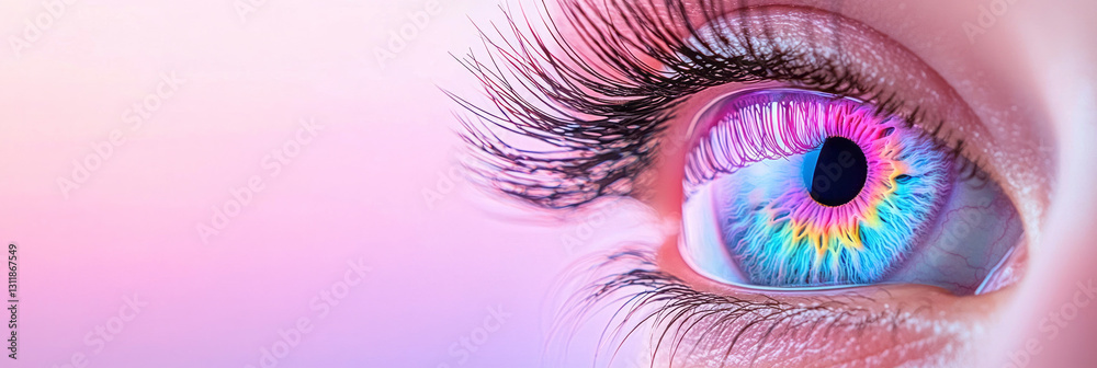 Aufkleber minimalist composition capturing a solitary eye with a mesmerizing, iridescent iris reflecting a