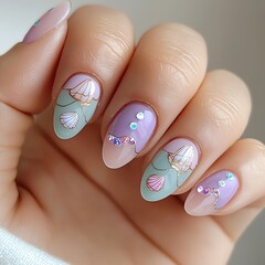 nail art of mermaid tea party,gorgeous and dreamy,nails and accesories