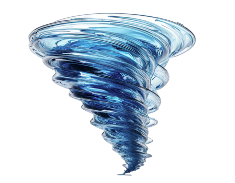 Stunning 3D render of a swirling blue liquid vortex, evoking power, energy, and the untamed forces of nature.  Perfect for illustrating concepts of change, chaos, or the cyclical nature of life.