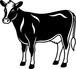 black silhouette of a cow