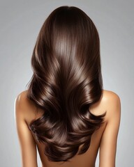 Naklejka premium Brunette elegance showcases flowing, voluminous and lustrous dark brown hair