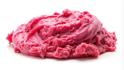 Obraz premium Isolated pink slime covered in dust and dirt on a white background, dusty, pink, pollution