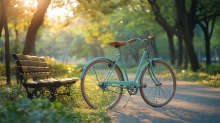 Fototapeta premium Vintage Bicycle in a Sunlit Park
