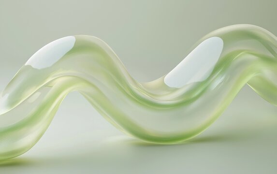 Abstract design with swirling green and blue forms in a smooth flow.