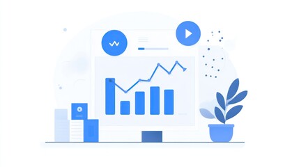 Obraz premium Business Growth on Computer Screen Illustration