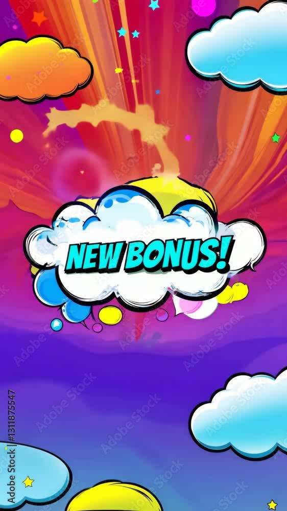 Poster a cartoon image with a blue and pink background and a yellow and green character. the text reads 