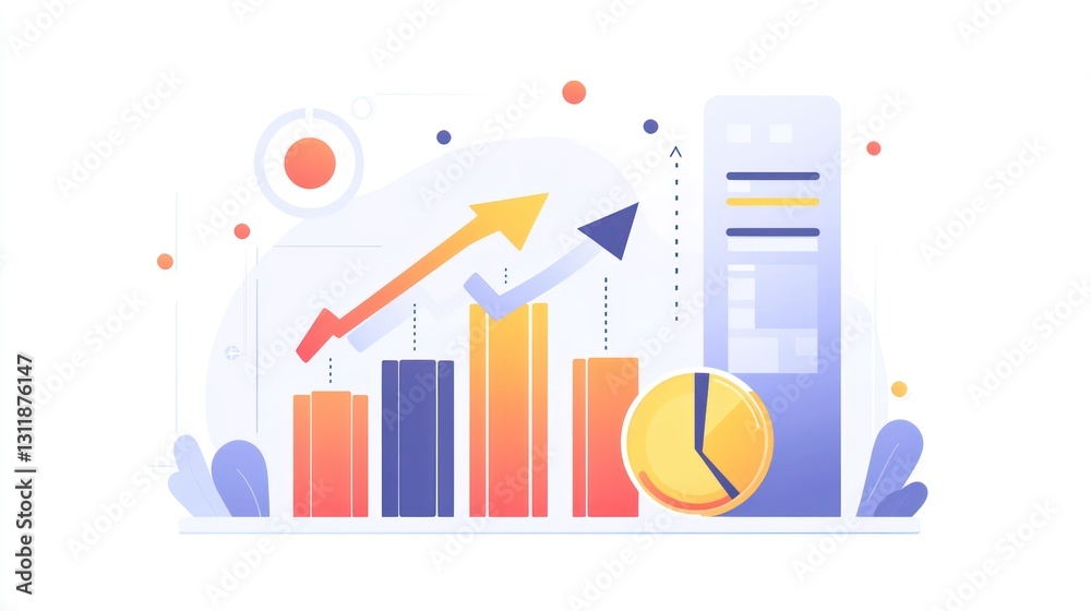Poster abstract data visualization showing growth and progress