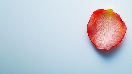 Single Rose Petal, Light Blue Background