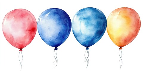 Set of watercolor balloons isolated on white 
