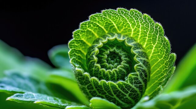 Mesmerizing macro of spiraling flora embracing golden ratio concepts for artistic creation