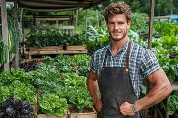 A man gardener planting fresh seedlings. Generative AI