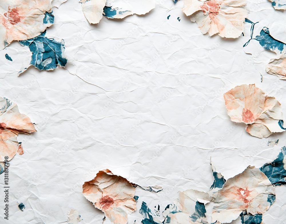 Aufkleber artistic textured paper background with floral details in soft pastel colors for creative projects :