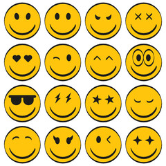 Fototapeta premium Emotional emoticons. Set of emoticon icons. Different emotions.