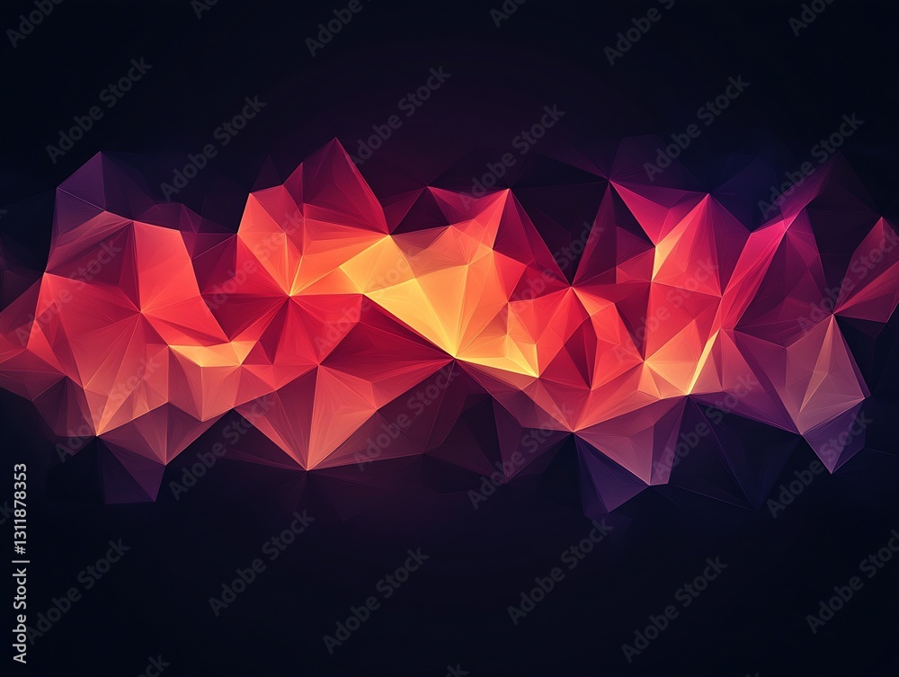 Aufkleber Geometric Abstract Art in Fiery Red Orange and Deep Black Background with Sharp Angles : Generative AI