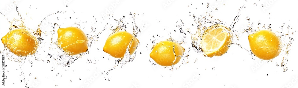 Aufkleber citrus explosion fresh lemons splashing into clear water creating lively refreshing scene : generati