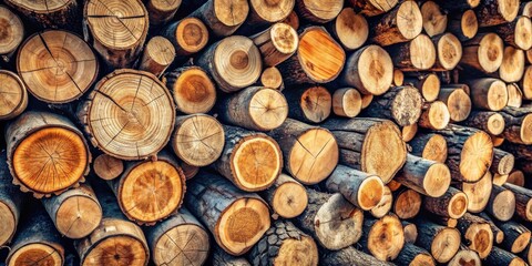 A Stack of Circular Wooden Logs, Showing the Natural Grain and Texture of the Wood, Displaying a Rich Variety of Colors and Shades of Brown