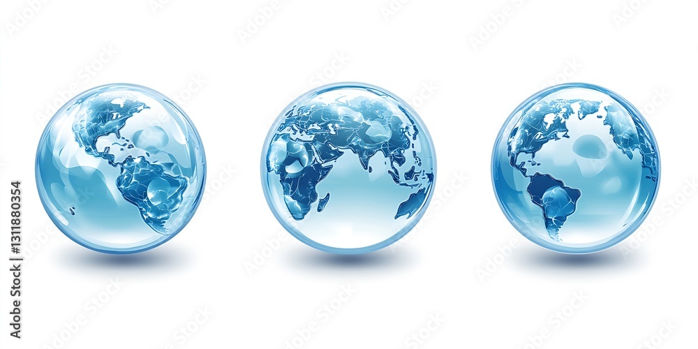 Poster stylized transparent earth globes as symbols of modern globalization and technology : generative ai