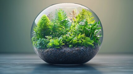 Terrarium, Glass Sphere, Plants, Nature