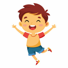 Child's joy with smiling boy jumping in excitement
