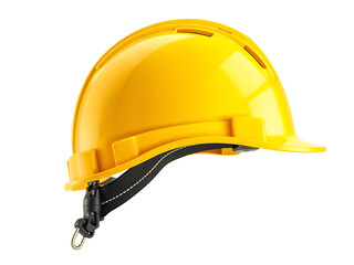 Fototapeta premium Side view of a yellow safety helmet, essential for construction and industrial site protection. Generative AI