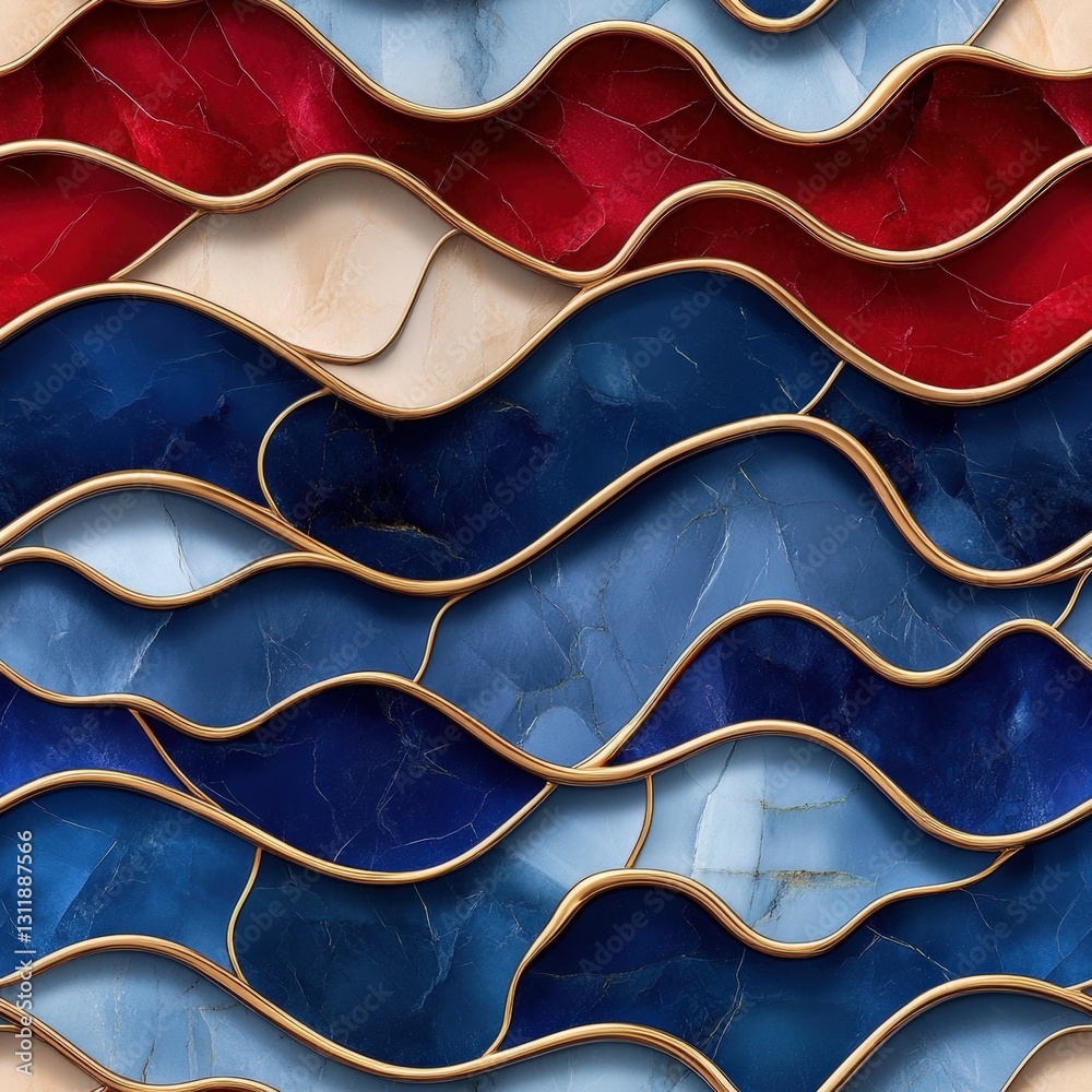 Poster seamless intriguing wave pattern flowing gracefully with fluid lines creating a dynamic visual rhyth