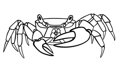 Crab - linear vector illustration for coloring. Sea animal - crab with large claws. Outline. Hand drawing.	