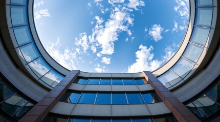 Modern architectural design featuring building with circular opening to the sky