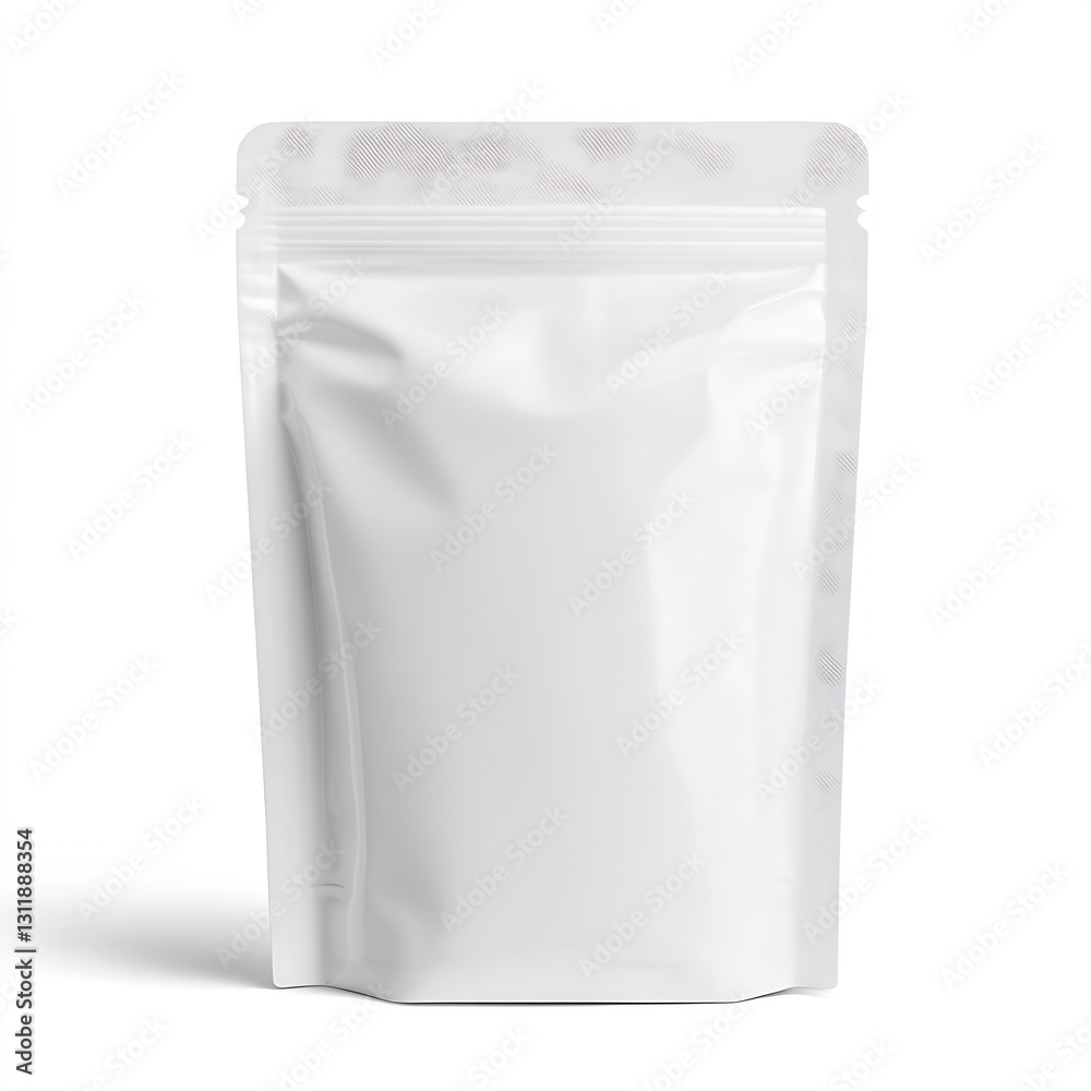 Poster small white packaging bag with zip lock on transparent background for product presentation : generat