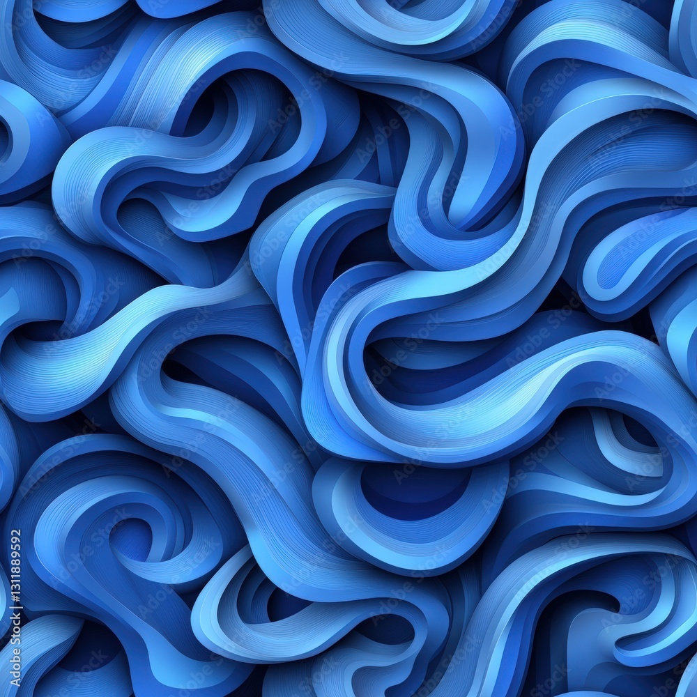Poster seamless dynamic blue wavy waves creating a mesmerizing pattern on the surface of a deep ocean under