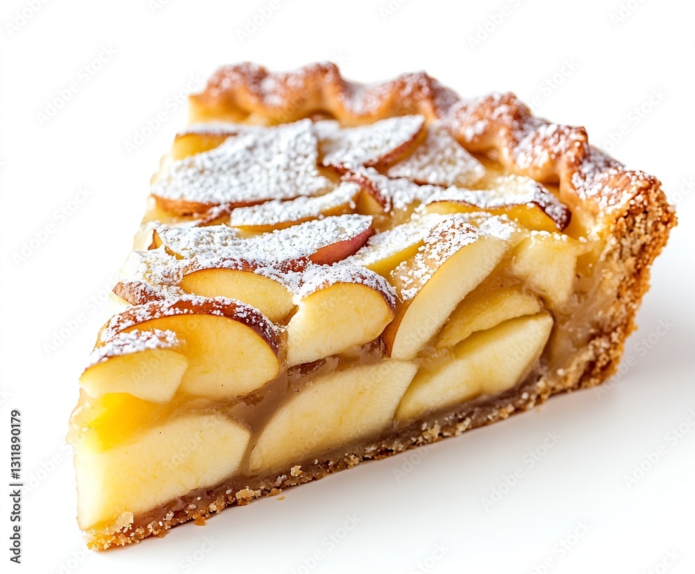 Poster Delicious Apple Pie Slice Topped with Powdered Sugar : Generative AI