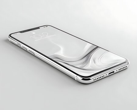 Sleek white phone on plain background