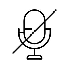 mute microphone icon, mute microphone line art - simple line art of mute microphone, perfect for mute microphone logos and icons