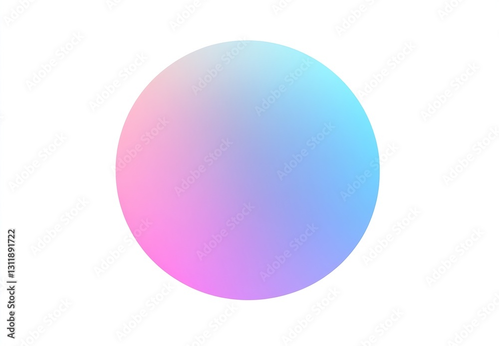 Poster Soft round gradient shape featuring blue and pink hues for minimalistic design and backgrounds : Generative AI