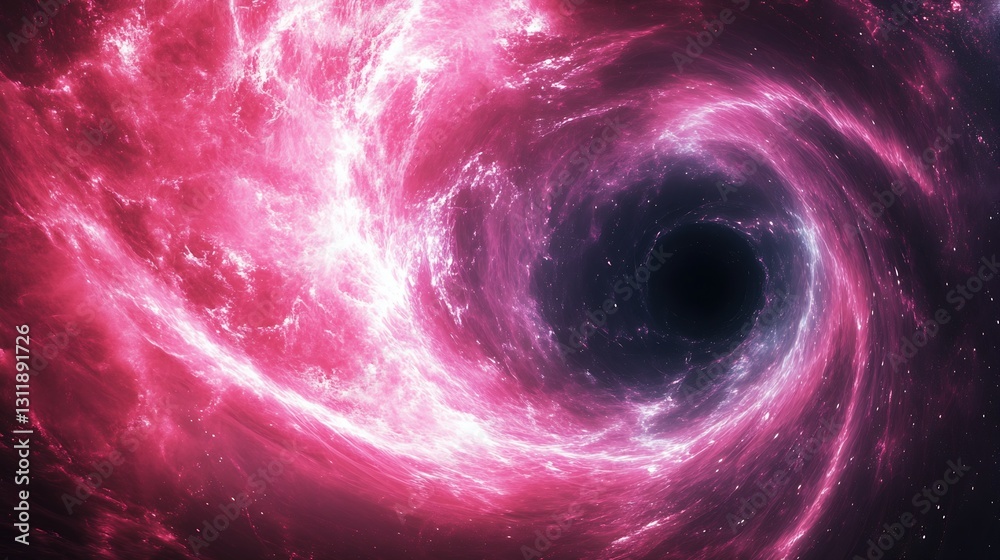Poster spectacular cosmic swirl of pink and dark matter in deep space : generative ai