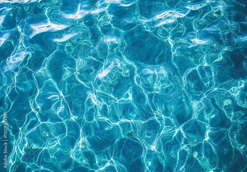 Poster crystal clear water surface with beautiful reflections in bright blue tones for nature and relaxatio