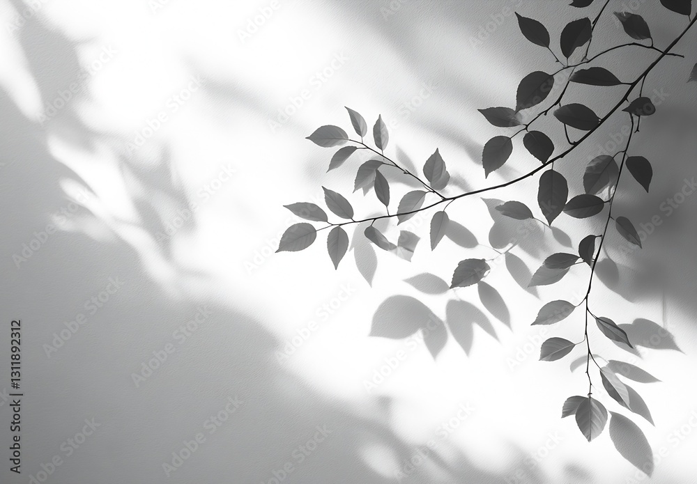 Leinwandbilder elegantly shadowed leaves creating a beautiful natural pattern on light background : generative ai