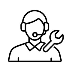 technical support icon, technical support line art - simple line art of technical support, perfect for technical support logos and icons