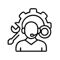 technical support icon, technical support line art - simple line art of technical support, perfect for technical support logos and icons